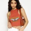 Boys Lie Burnt Orange Ribbed Crop Graphic Tank